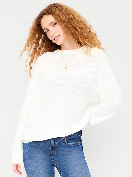 Image number 3 showing, Crew-Neck Shaker Stitch Tunic Sweater