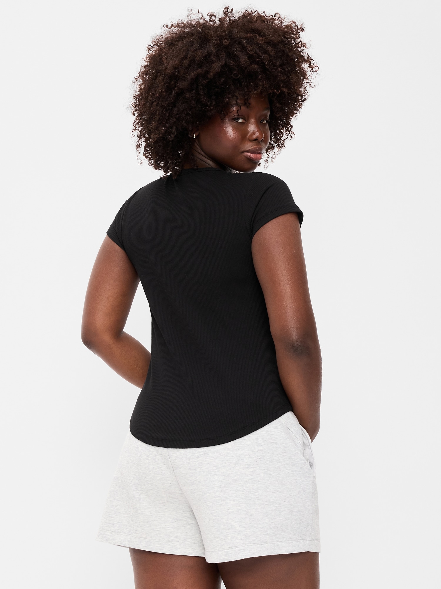 Fitted Crew-Neck Ribbed T-Shirt