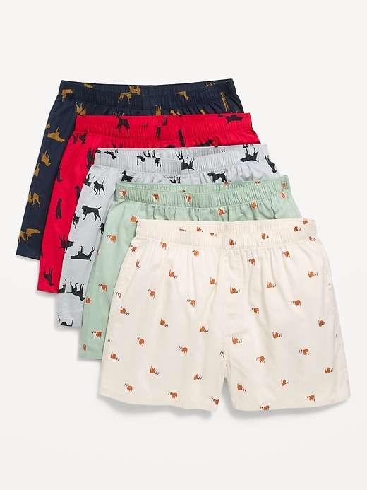 Image number 1 showing, 5-Pack Soft-Washed Boxer Shorts -- 3.75-inch inseam