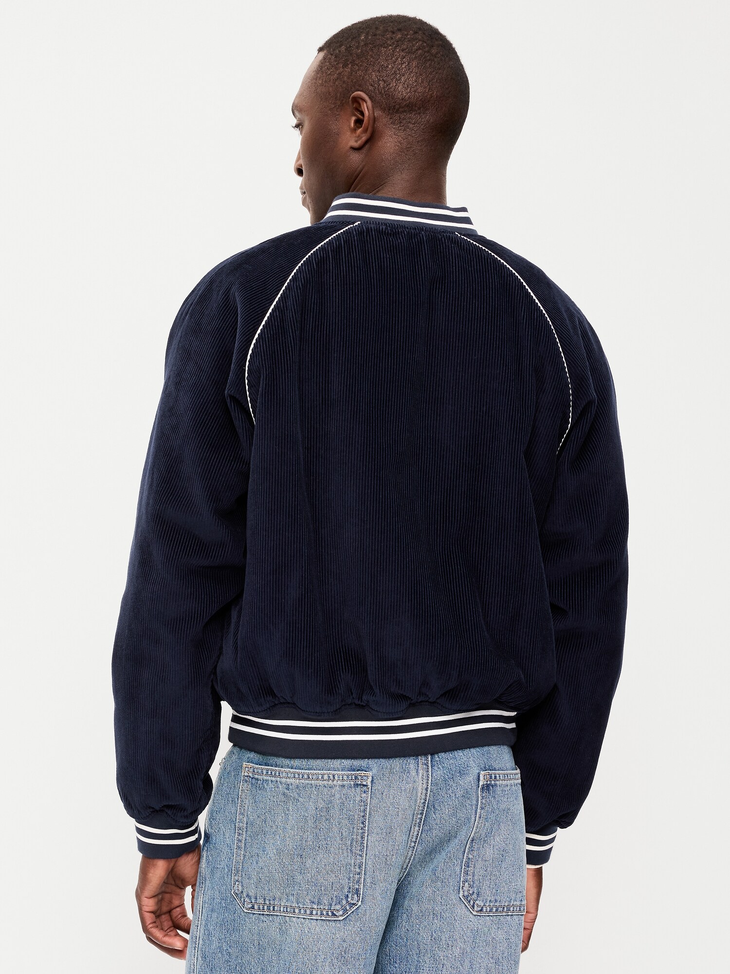 Мужская куртка Old Navy Varsity Corduroy Bomber, цвет: Тёмно-синий — фото 2
