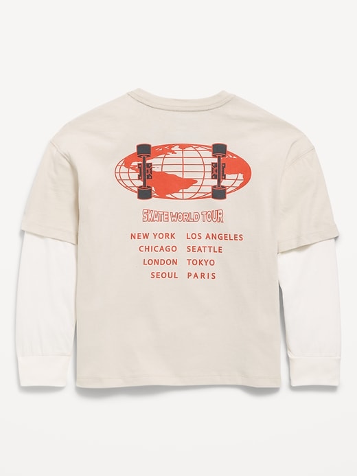 Image number 2 showing, Oversized Long-Sleeve 2-In-1 Graphic T-Shirt for Boys