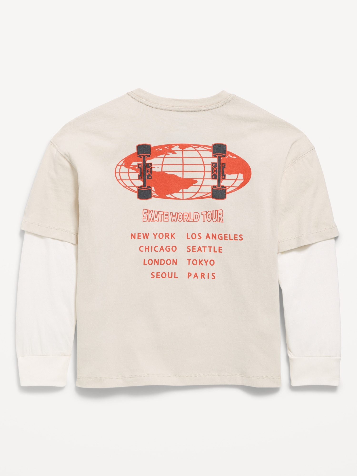 Oversized Long-Sleeve 2-In-1 Graphic T-Shirt for Boys