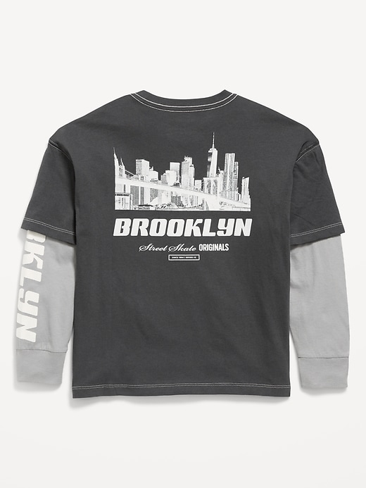 Image number 2 showing, Oversized Long-Sleeve 2-In-1 Graphic T-Shirt for Boys