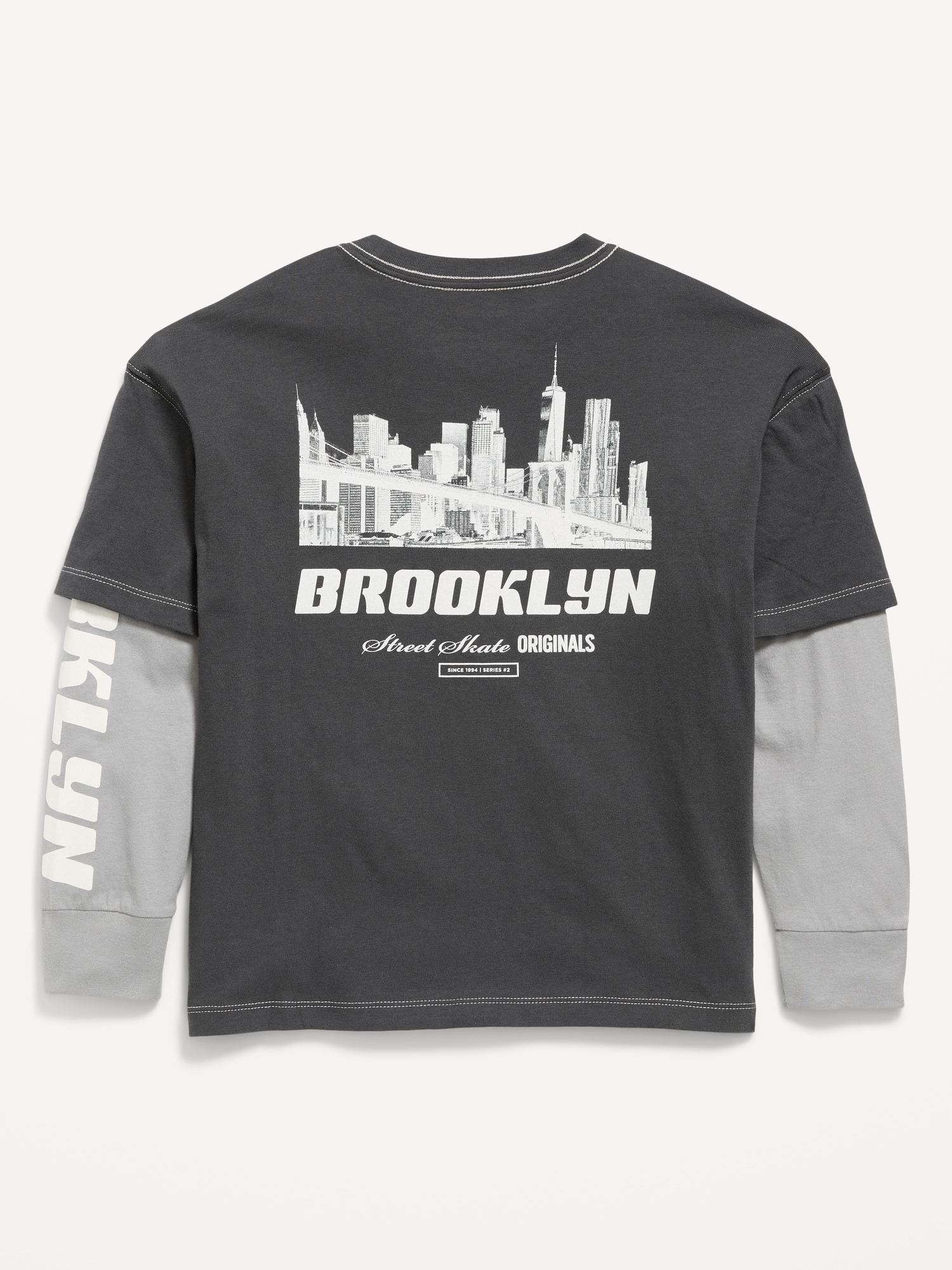Oversized Long-Sleeve 2-In-1 Graphic T-Shirt for Boys