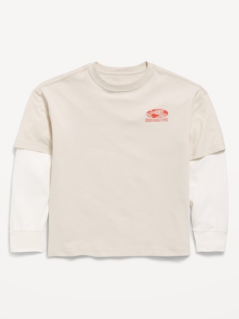 Oversized Long-Sleeve 2-In-1 Graphic T-Shirt for Boys