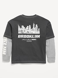 Image number 2 showing, Oversized Long-Sleeve 2-In-1 Graphic T-Shirt for Boys