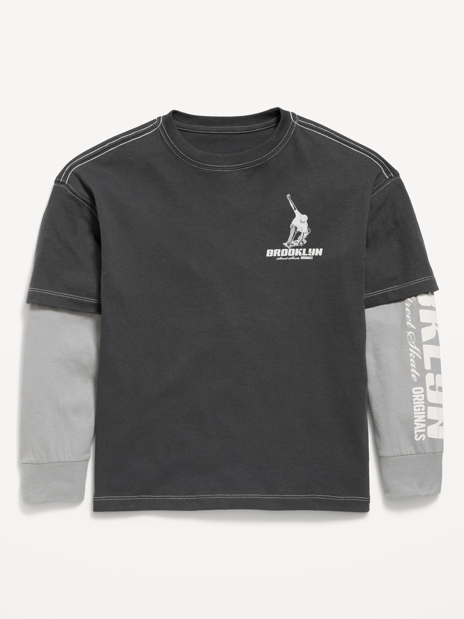 Oversized Long-Sleeve 2-In-1 Graphic T-Shirt for Boys