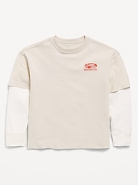 Image number 1 showing, Oversized Long-Sleeve 2-In-1 Graphic T-Shirt for Boys