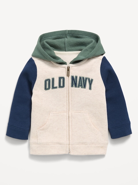 Logo-Graphic Zip Hoodie for Baby - Oatmeal Color