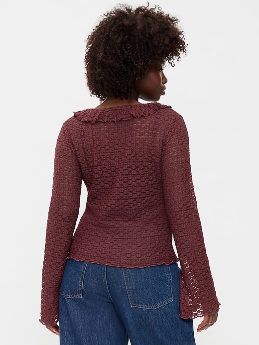 Image number 7 showing, Fitted Bell-Sleeve Ruffle Top