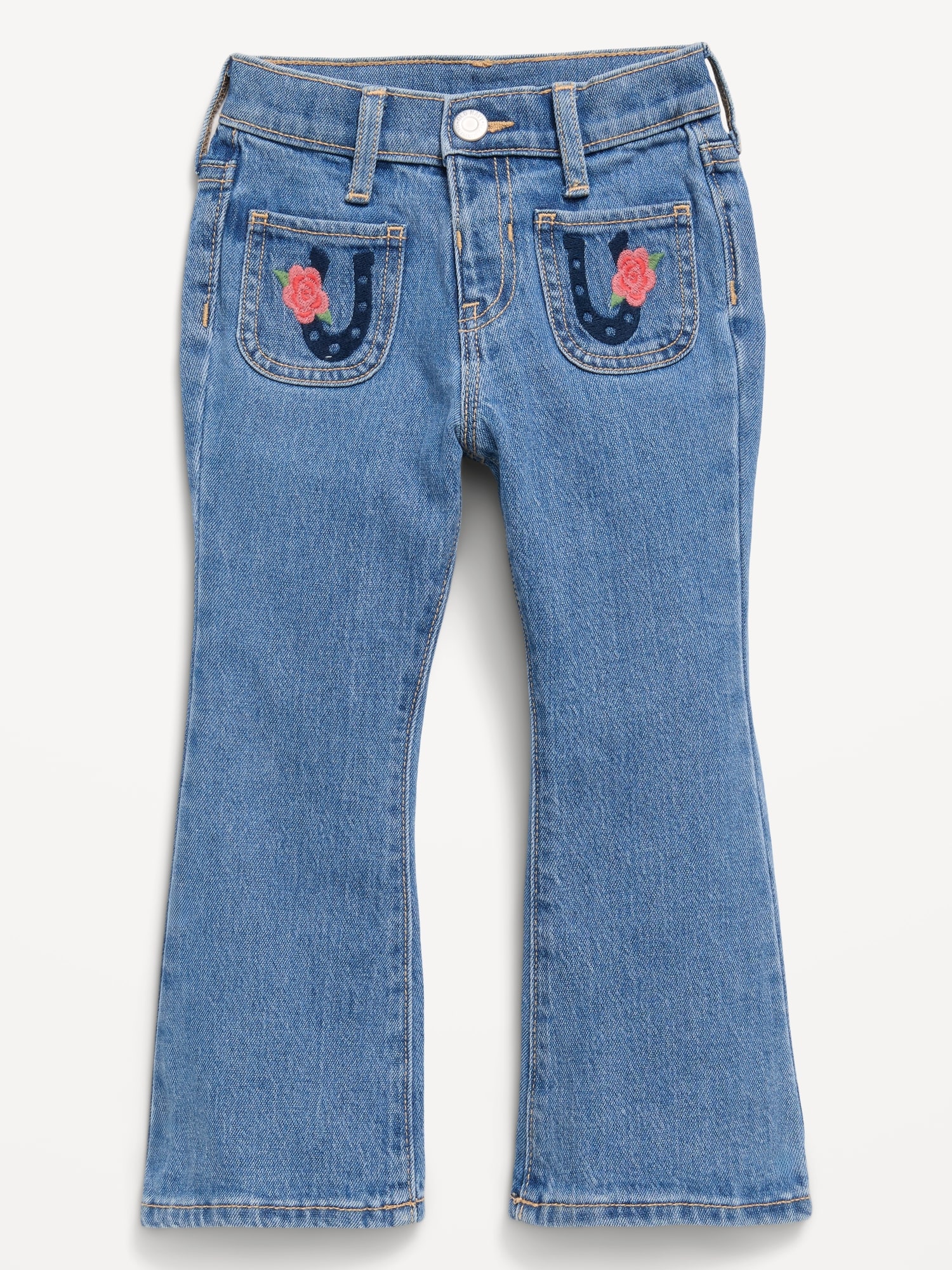 High-Waisted Embroidered Flare-Leg Jeans for Toddler Girls