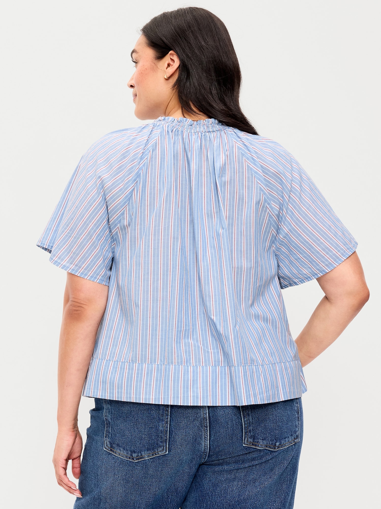 Loose Short-Sleeve Striped Top