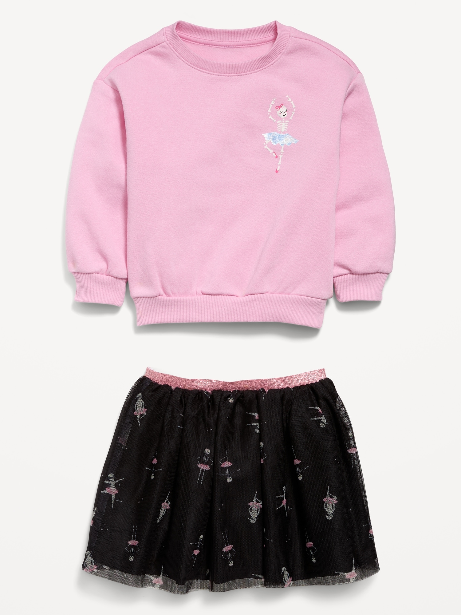 Graphic Sweatshirt and Tutu Skirt Set for Toddler Girls