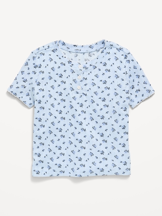 Image number 1 showing, Printed Short-Sleeve Pointelle-Knit Top for Toddler Girls
