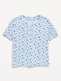 Image number 1 showing, Printed Short-Sleeve Pointelle-Knit Top for Toddler Girls