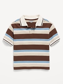 Image number 1 showing, Oversized Short-Sleeve Striped Pique Polo Shirt for Toddler Boys