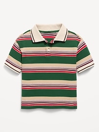 Image number 1 showing, Oversized Short-Sleeve Striped Pique Polo Shirt for Toddler Boys