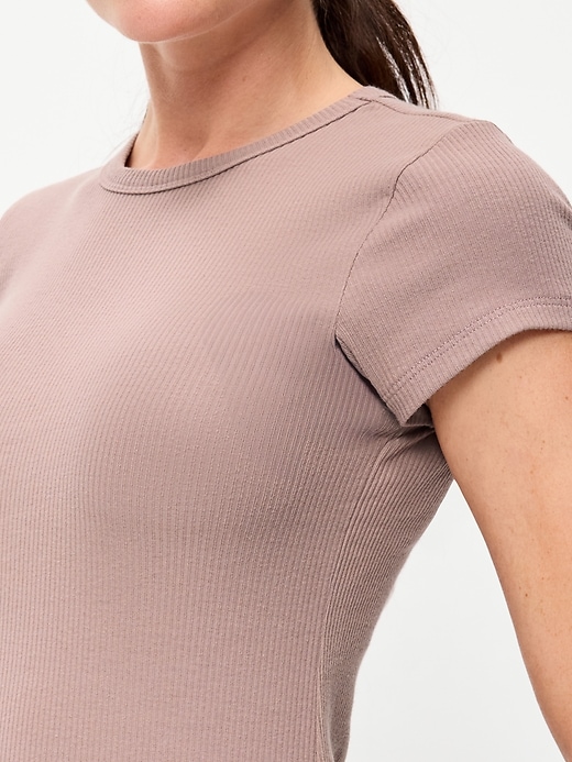 Image number 4 showing, Fitted Crew-Neck Ribbed T-Shirt