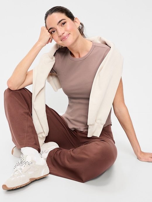 Image number 3 showing, Fitted Crew-Neck Ribbed T-Shirt