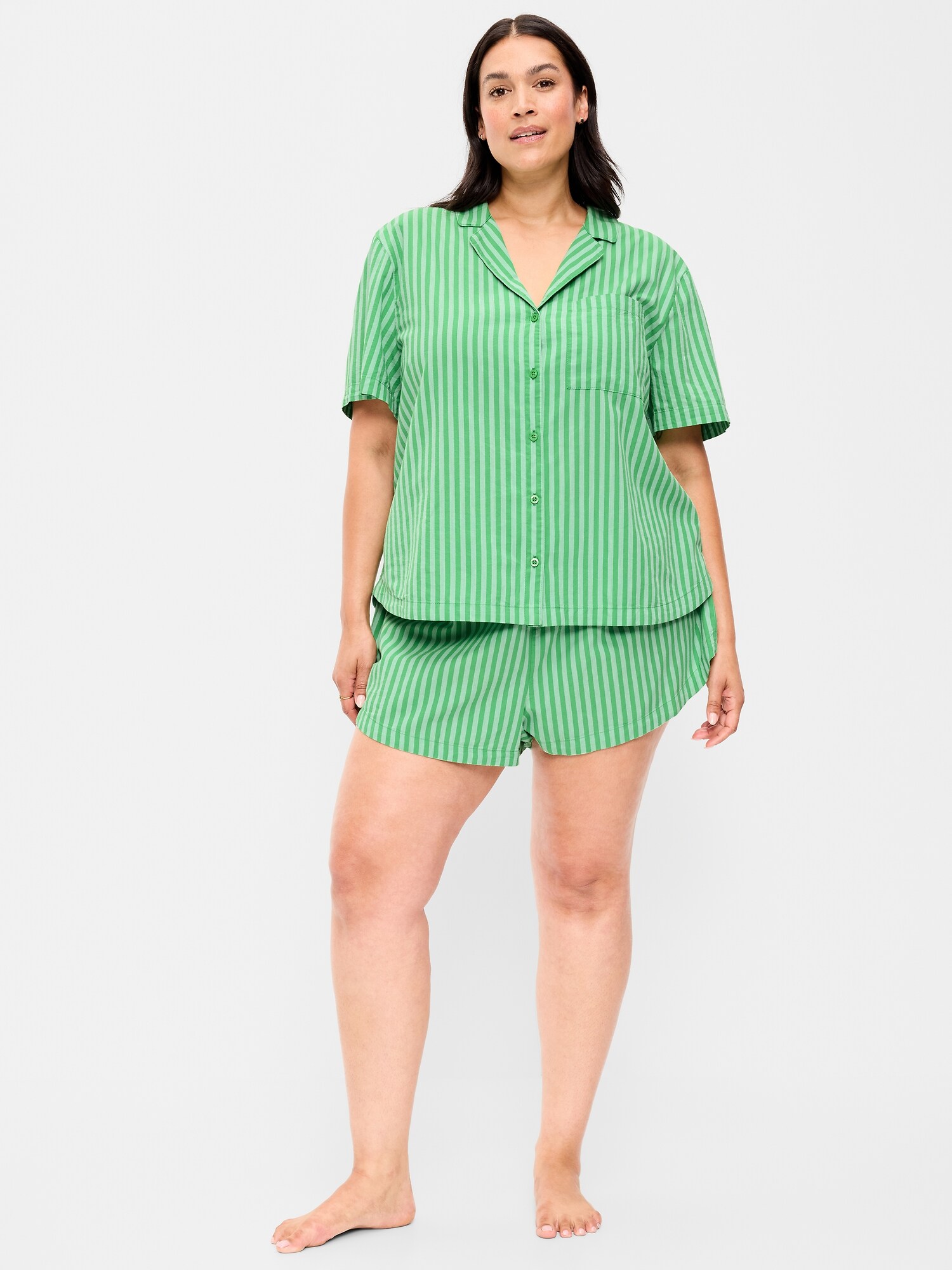 Пижамный комплект Poplin — Old Navy, цвет: Зелёный синий полосатый — фото 6