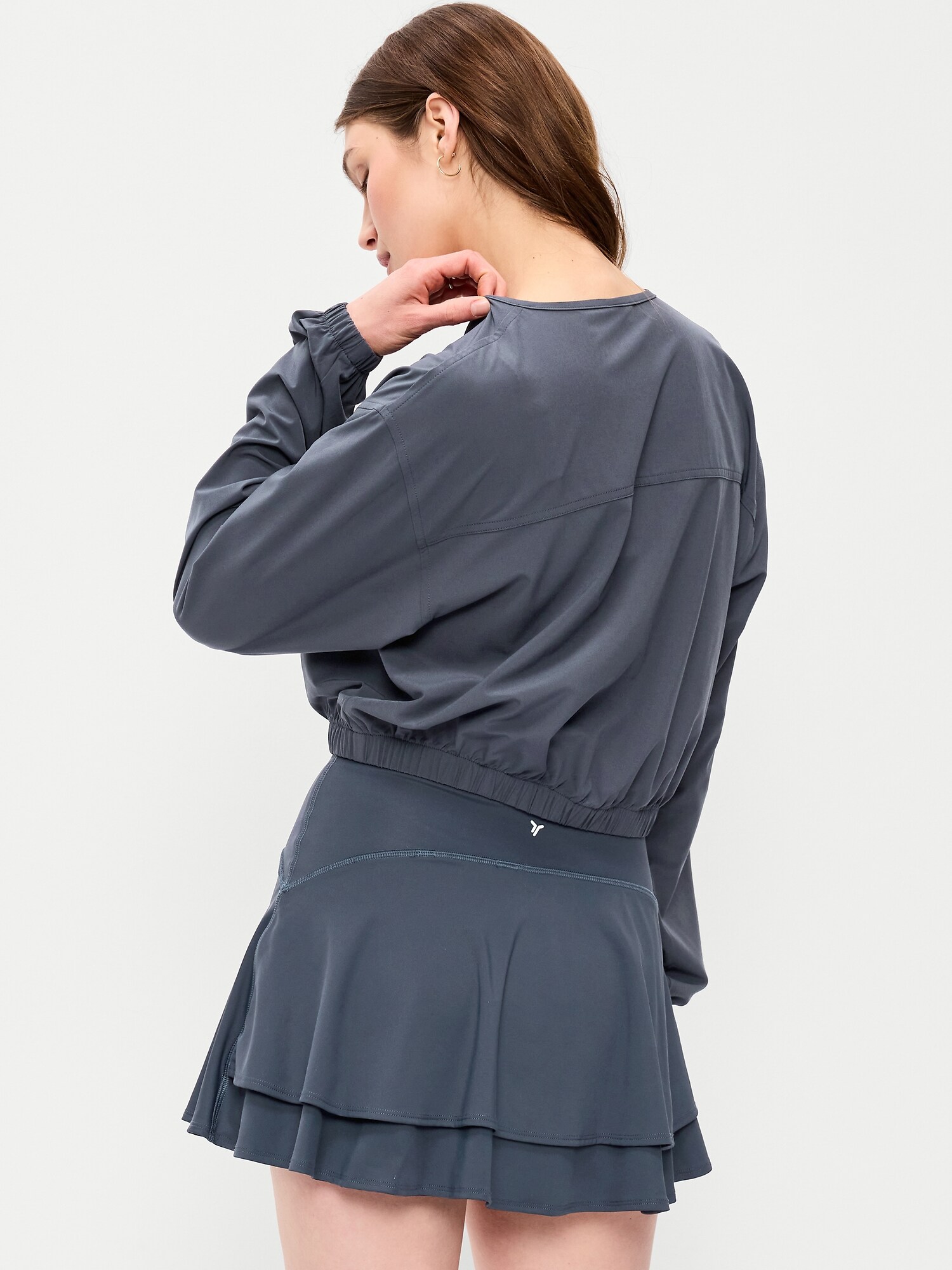Женская куртка Old Navy Zip-Front Cropped Tennis Jacket, цвет: Сумеречный тёмно-синий — фото 2