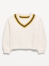 Image number 1 showing, Cropped V-Neck Sweater for Girls