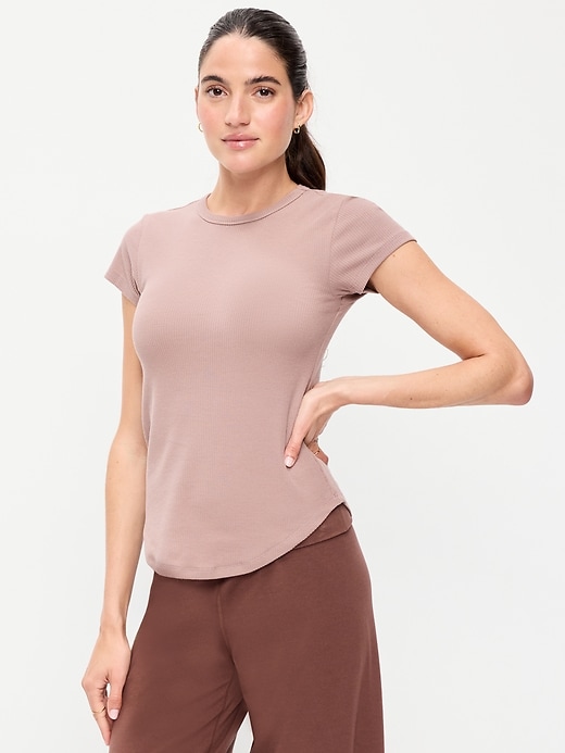 Image number 1 showing, Fitted Crew-Neck Ribbed T-Shirt