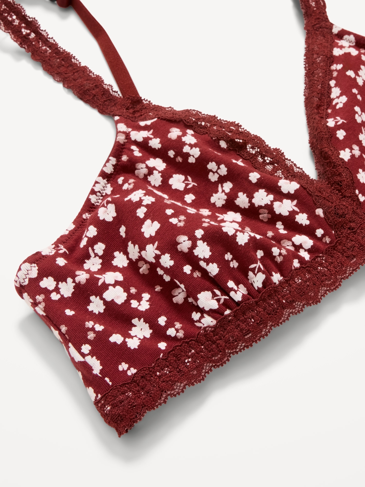 Lace-Trim Cotton Triangle Bralette