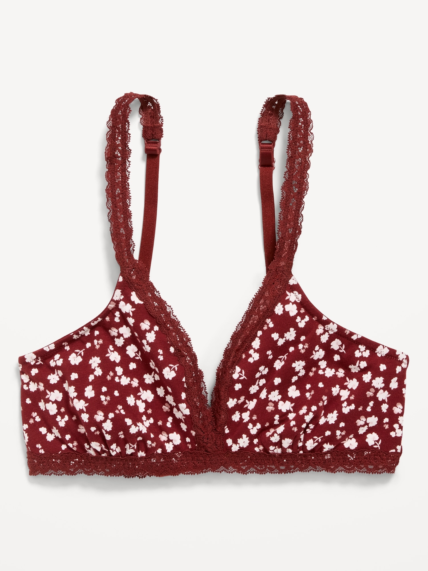Lace-Trim Cotton Triangle Bralette