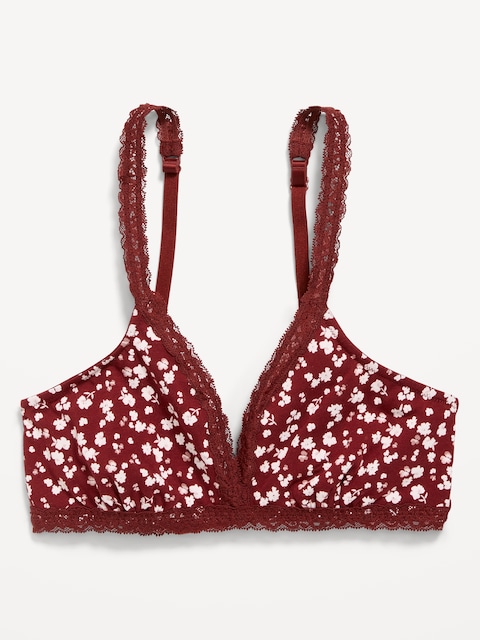 Lace-Trim Cotton Triangle Bralette