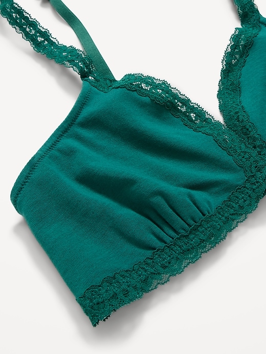 Image number 2 showing, Lace-Trim Cotton Triangle Bralette