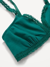 Image number 2 showing, Lace-Trim Cotton Triangle Bralette
