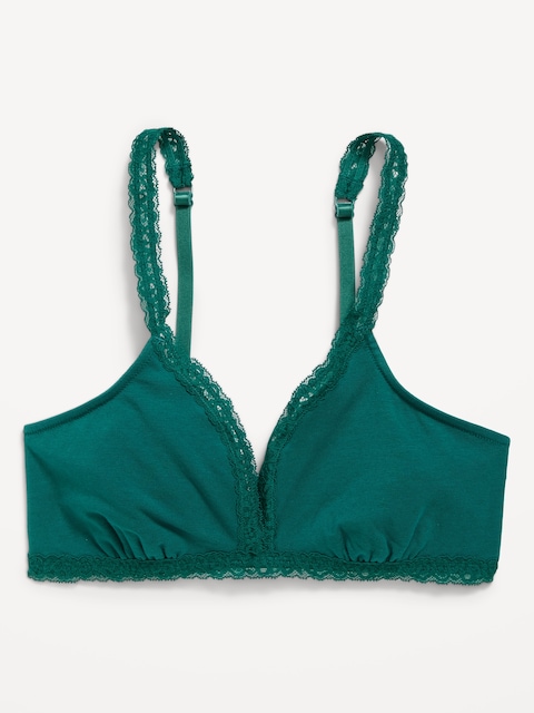 Lace-Trim Cotton Triangle Bralette