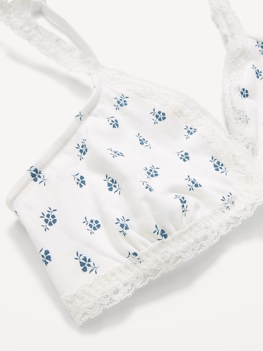 Image number 2 showing, Lace-Trim Cotton Triangle Bralette