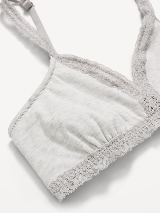 Image number 3 showing, Lace-Trim Cotton Triangle Bralette