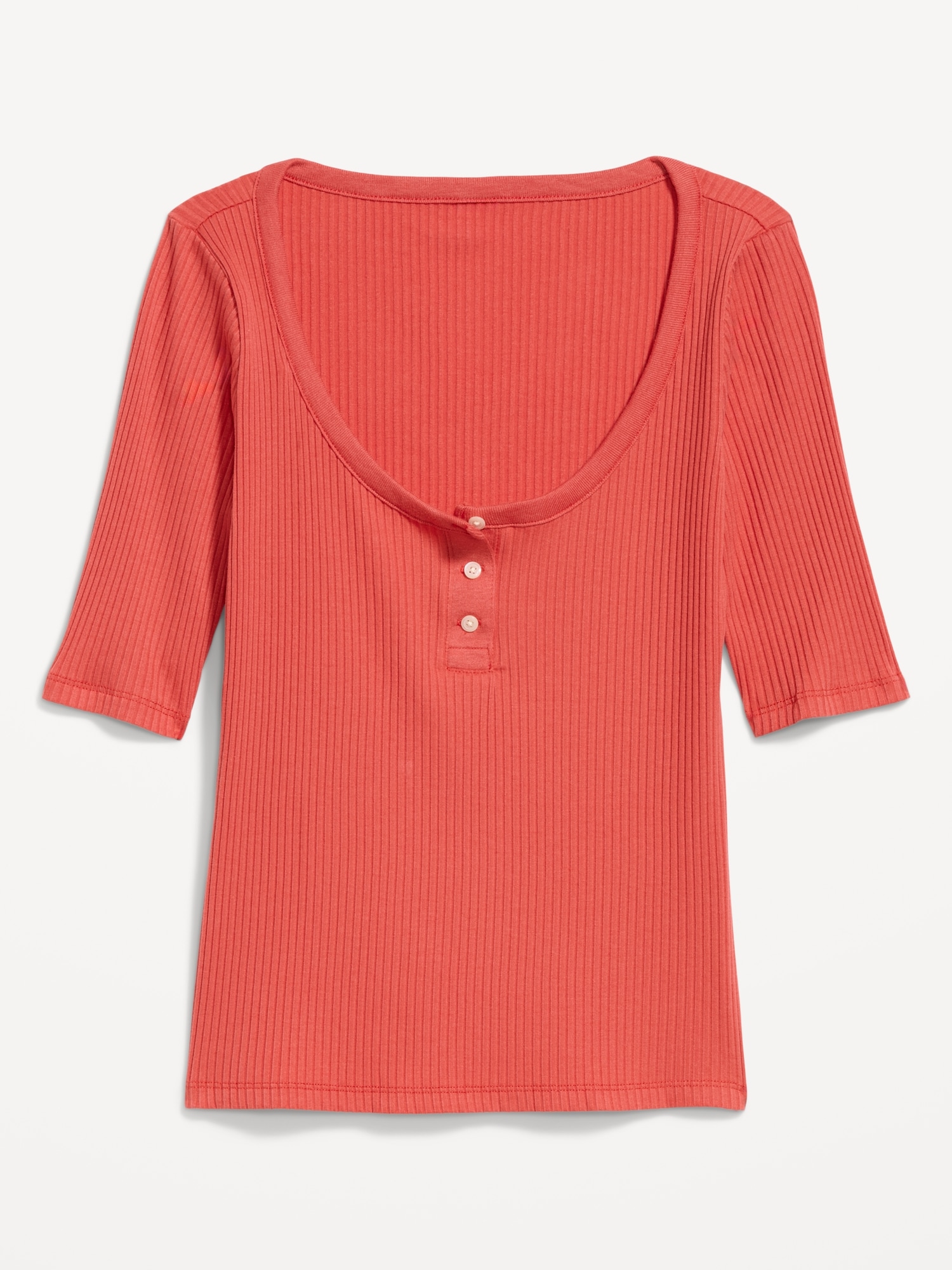 Scoop-Neck Fitted Henley Top