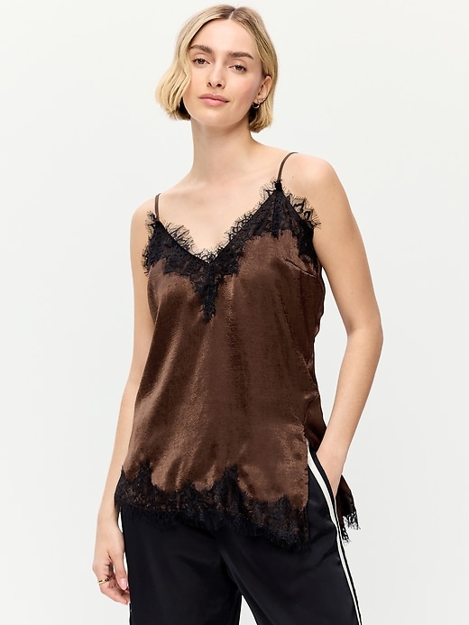Image number 4 showing, Asymmetrical Lace-Trim Cami Top