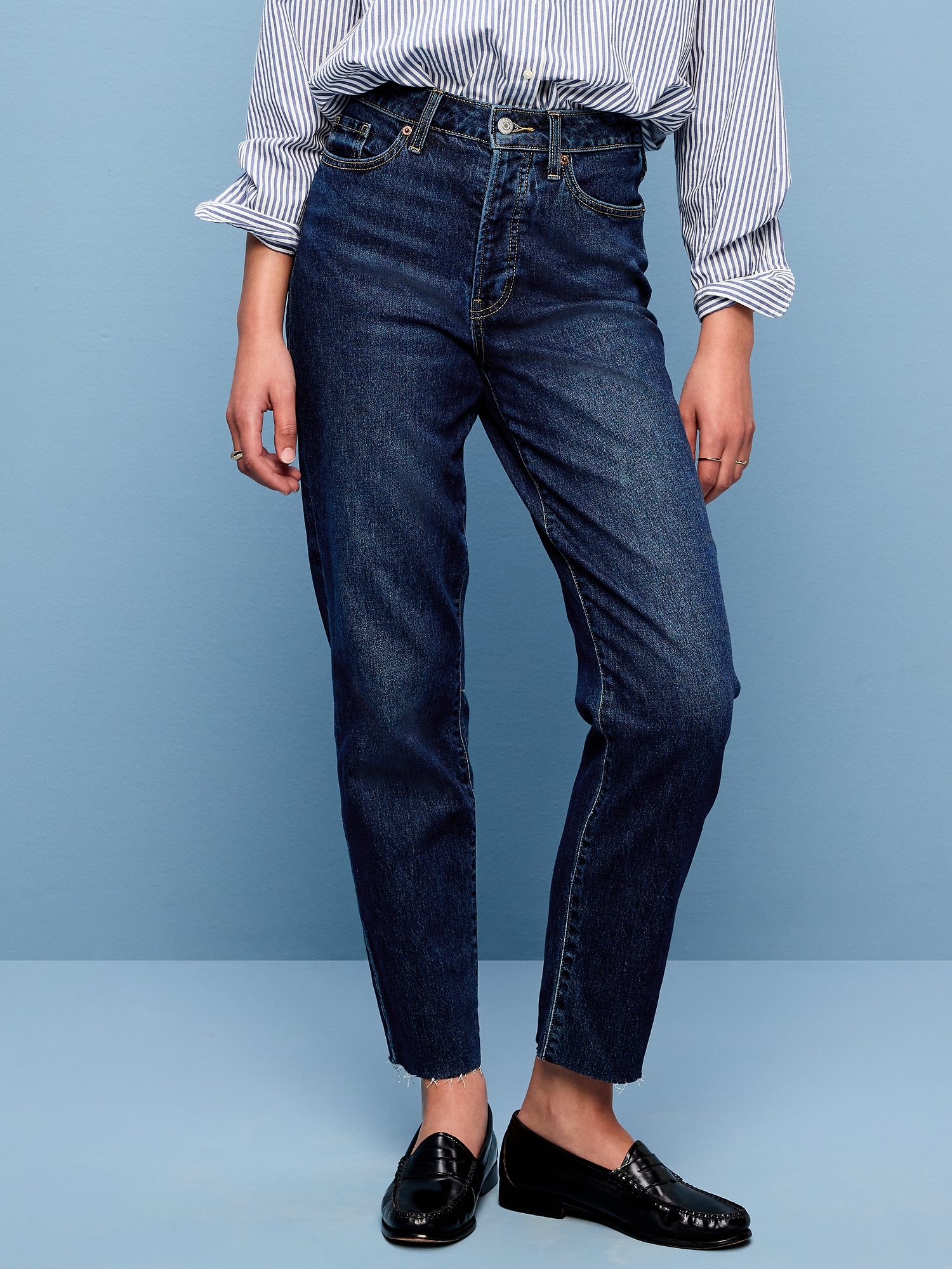 High-Waisted Button-Fly OG Straight Ankle Jeans