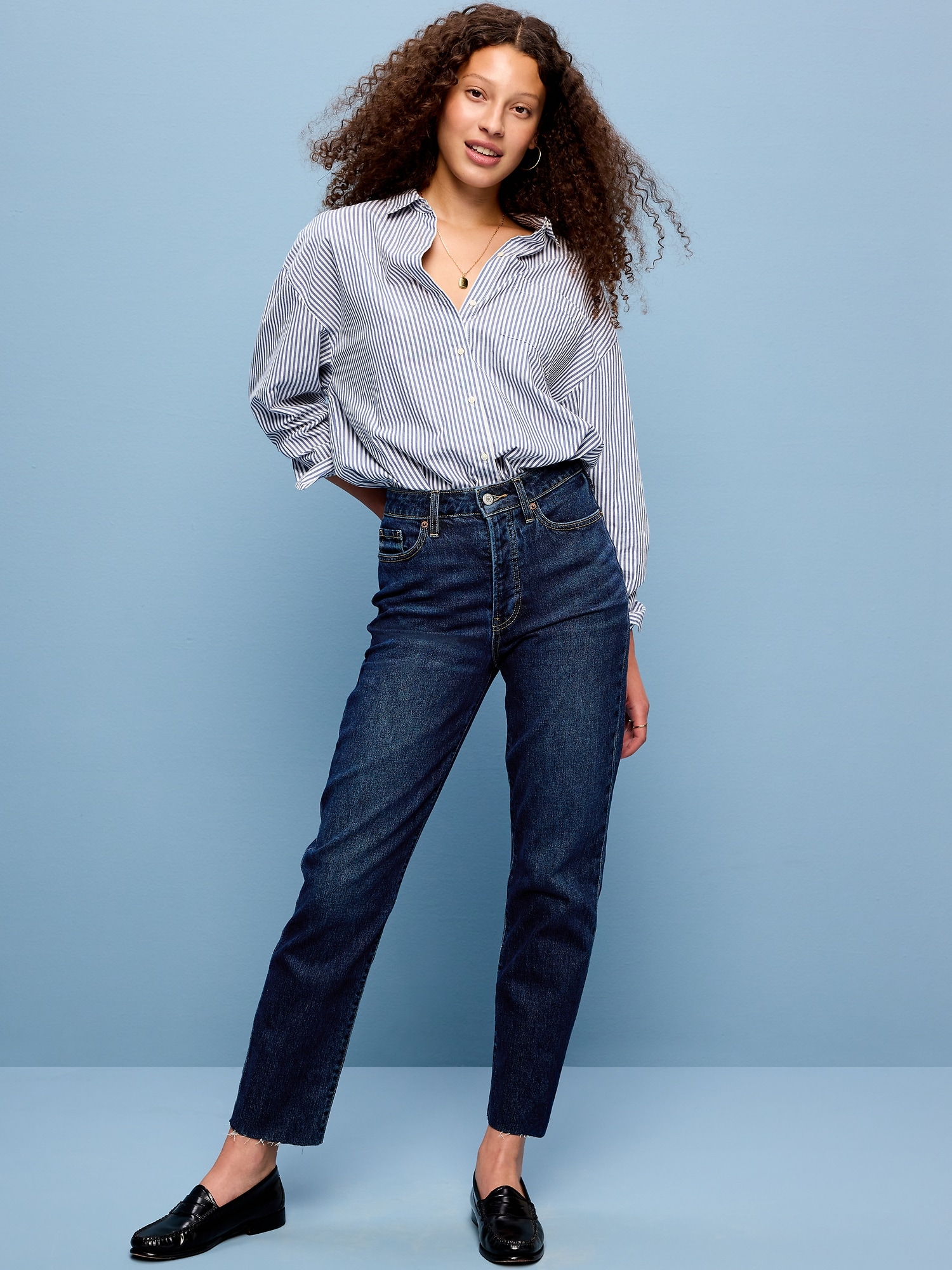 High-Waisted Button-Fly OG Straight Ankle Jeans