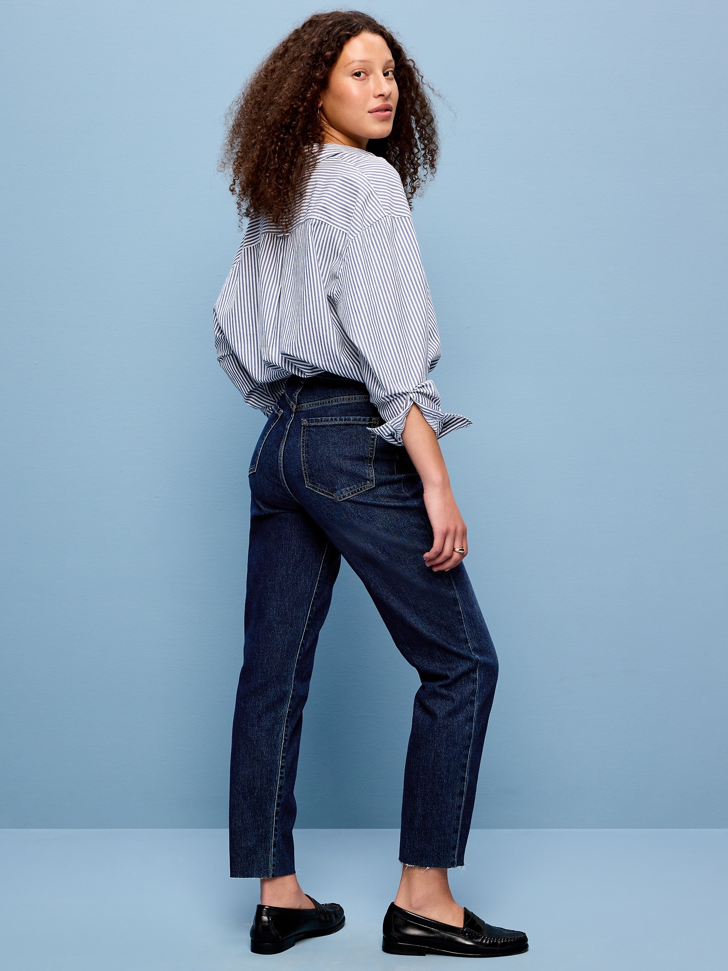High-Waisted Button-Fly OG Straight Ankle Jeans