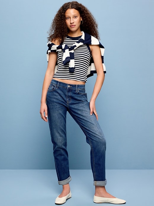 Image number 1 showing, Mid-Rise Wow Boyfriend Straight Jeans