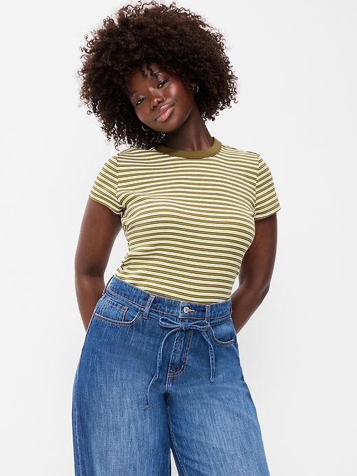Image number 5 showing, Snug Crew-Neck Ribbed T-Shirt