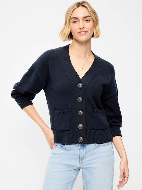 Seaside Cotton V-Neck Cardigan Sweater