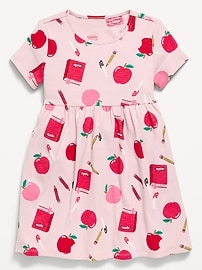 Image number 1 showing, Printed Short-Sleeve Ribbed Dress for Toddler Girls