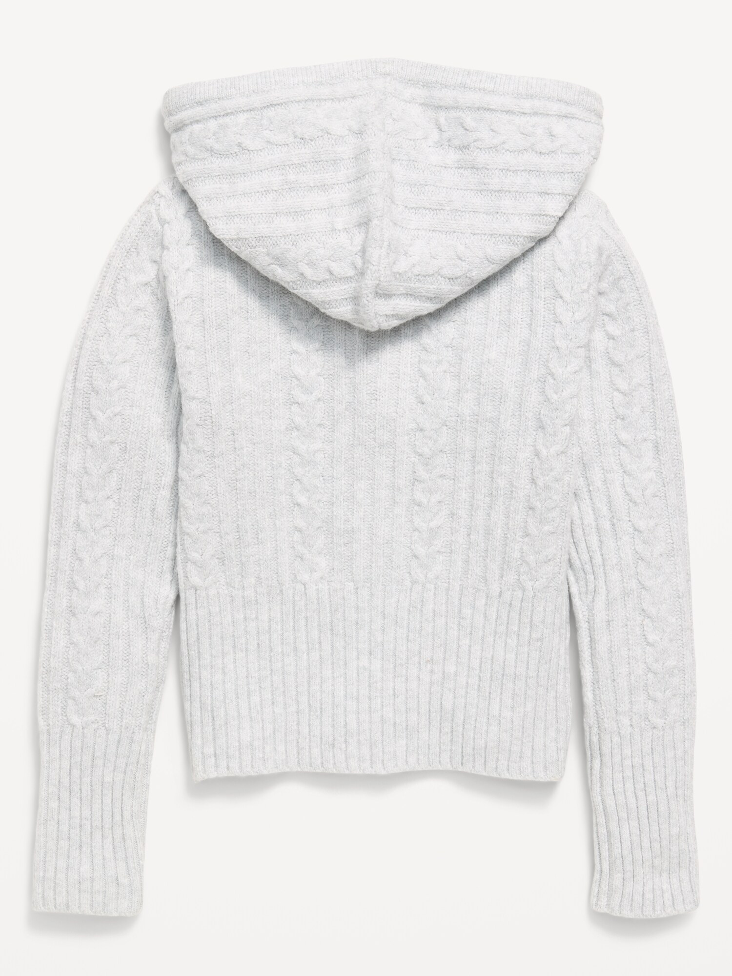 Худи Old Navy Fitted Cable-Knit Full-Zip для девочек, цвет: Светлый меланжевый серый — фото 2