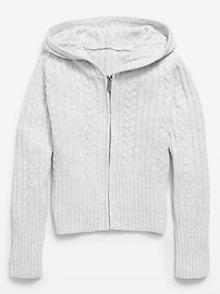 Image number 1 showing, Fitted Cable-Knit Full-Zip Hoodie for Girls