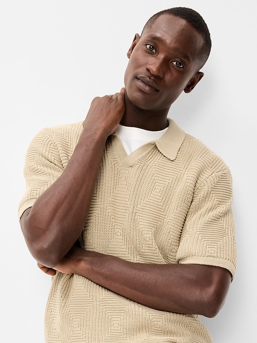 Image number 3 showing, Mixed-Stitch Polo Sweater