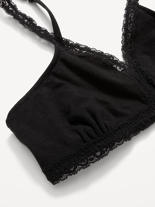 Image number 2 showing, Lace-Trim Cotton Triangle Bralette