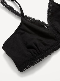 Image number 2 showing, Lace-Trim Cotton Triangle Bralette