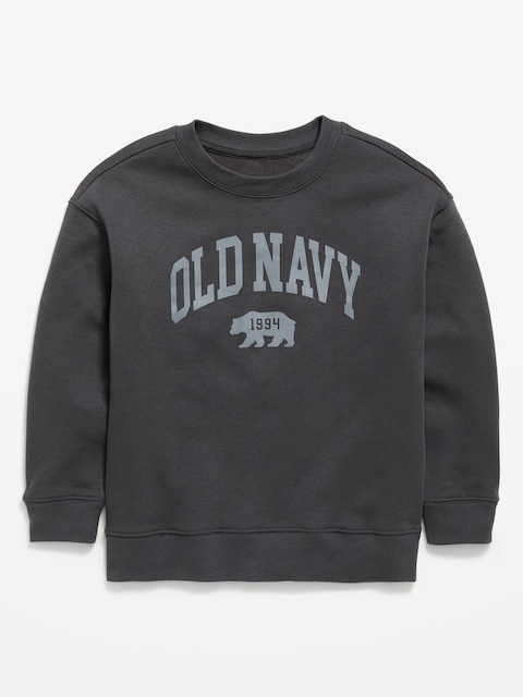 Oversized Logo Graphic Crew-Neck Sweatshirt for Boys